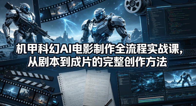 机甲科幻AI电影制作全流程实战课，从剧本到成片的完整创作方法-网赚项目平台