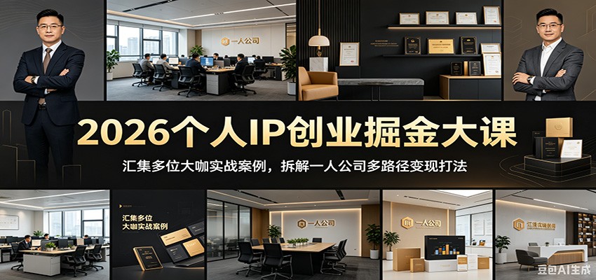 2026个人IP创业掘金大课：汇集多位大咖实战案例，拆解一人公司多路径变现打法-网赚项目平台