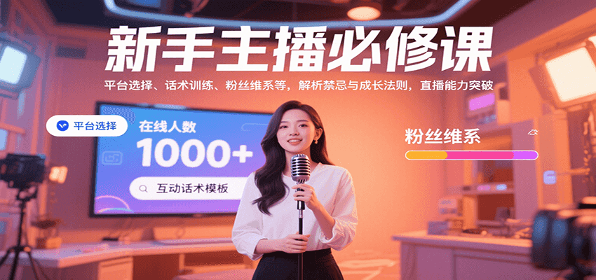 新手主播必修课：平台选择、话术训练、粉丝维系等，解析禁忌与成长法则，突破直播能力-网赚项目平台