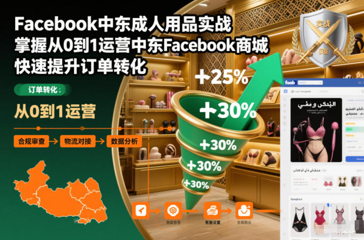 Facebook中东成人用品实战,掌握从0到1运营中东Facebook商城,快速提升订单转化-网赚项目平台