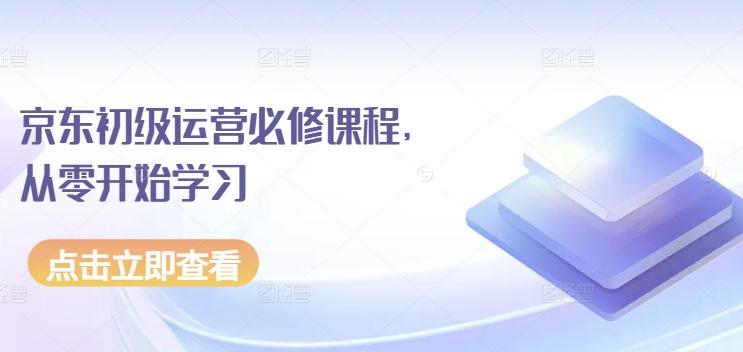 京东初级运营必修课程，从零开始学习-网赚项目平台