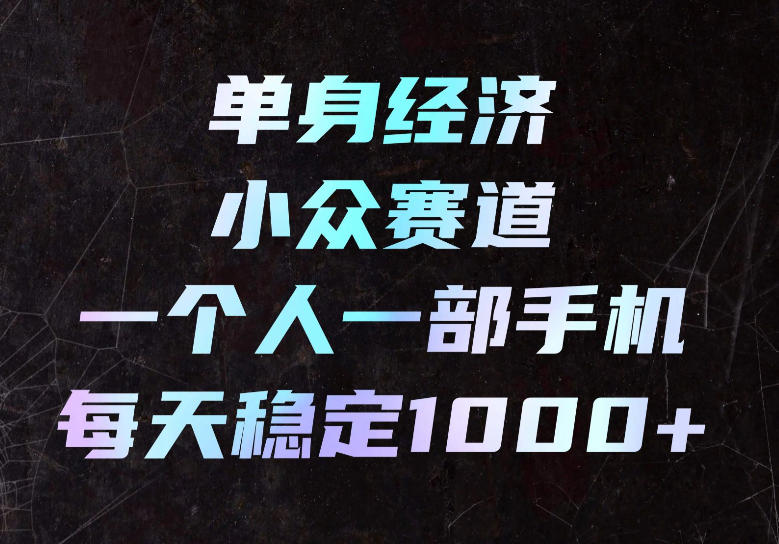 单身经济小众赛道，一个人一部手机，每天稳定1000+，长期可持续的赛道【揭秘】-网赚项目平台