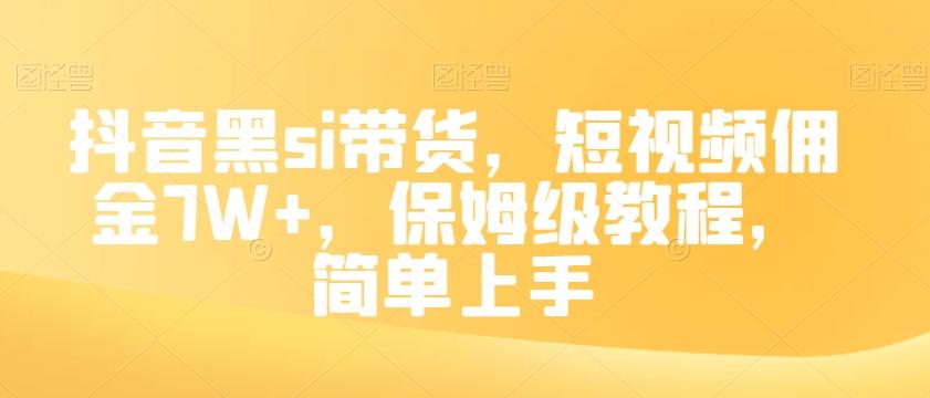抖音黑si带货，短视频佣金7W+，保姆级教程，简单上手【揭秘】-网赚项目平台