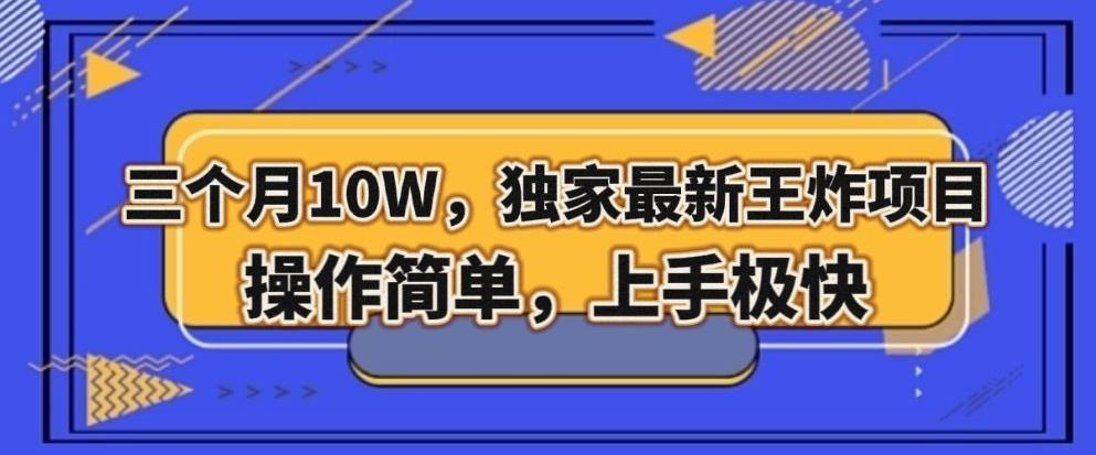三个月10W，独家最新王炸项目！操作简单，上手极快【揭秘】-网赚项目平台