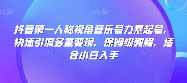 抖音第一人称视角音乐号力暴起号，快速引流多重变现，保姆级教程，适合小白入手-网赚项目平台