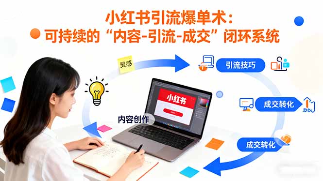 小红书引流爆单术：构建一套低成本 可持续的“内容-引流-成交”闭环系统-网赚项目平台