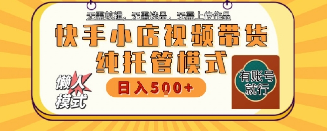 快手小店托管代运营，无需剪辑，无需选品，无需上传作品，全程无需操作，轻松月入5k+【揭秘】-网赚项目平台