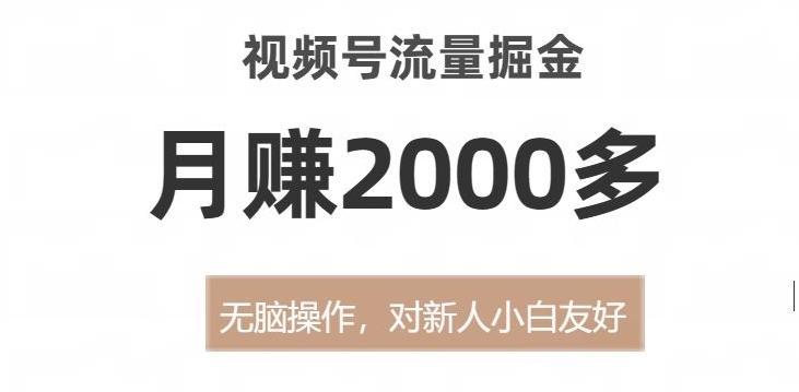 视频号流量掘金，无脑操作，对新人小白友好，月赚2000多【揭秘】-网赚项目平台