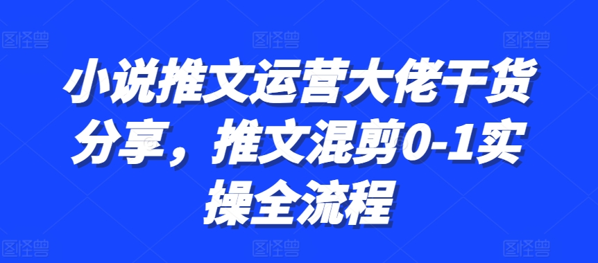 小说推文运营大佬干货分享，推文混剪0-1实操全流程-网赚项目平台