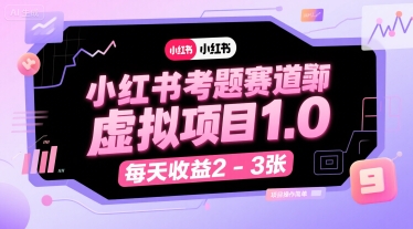 小红书考题赛道虚拟项目1.0,项目操作简单,每天收益2-3张-网赚项目平台