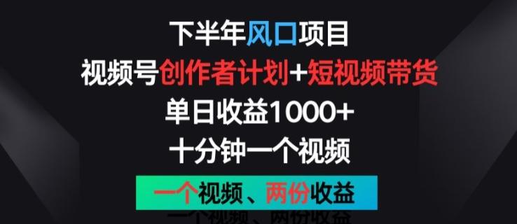 下半年风口项目，视频号创作者计划+视频带货，一个视频两份收益，十分钟一个视频【揭秘】-网赚项目平台