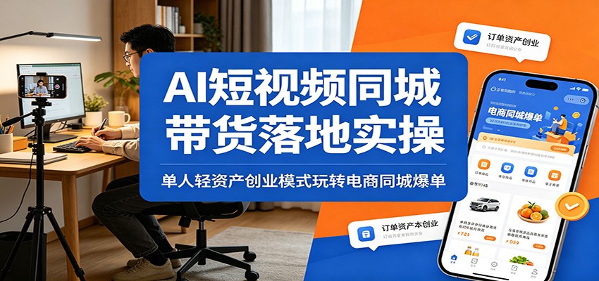 AI短视频同城带货落地实操:单人轻资产创业模式玩转电商同城爆单-网赚项目平台