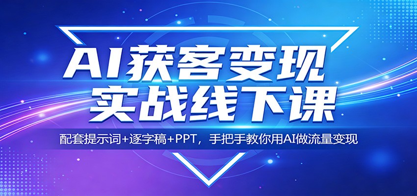 AI获客变现实战线下课：配套提示词+逐字稿+PPT，手把手教你用AI做流量变现-网赚项目平台