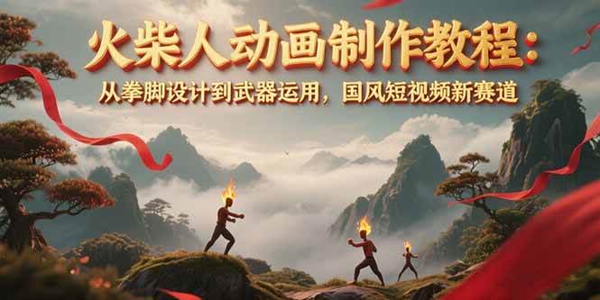 火柴人动画制作教程：从拳脚设计到武器运用，国风短视频新赛道-网赚项目平台