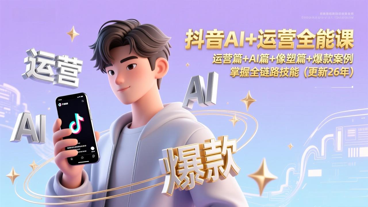 抖音AI+运营全能课，运营篇+AI篇+像塑篇+爆款案例，掌握全链路技能(更新26年-网赚项目平台