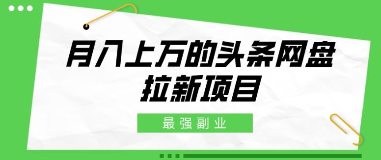 最强副业，月入上万的头条网盘拉新项目，小白新手轻松上手-网赚项目平台