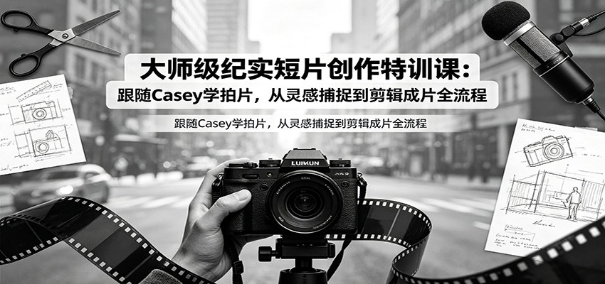 大师级纪实短片创作特训课：跟随Casey学拍片，从灵感捕捉到剪辑成片全流程-网赚项目平台