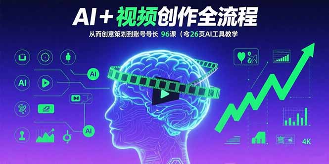 AI+短视频创作全流程：从创意策划到账号增长，96节课(含26项AI工具教学-网赚项目平台