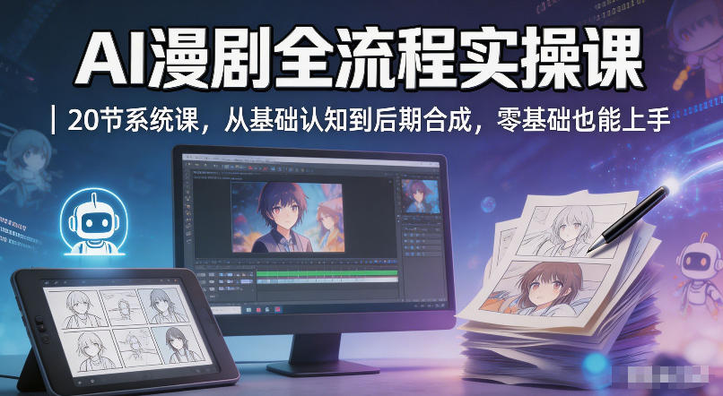 AI漫剧全流程实操课｜20节系统课，从基础认知到后期合成，零基础也能上手-网赚项目平台