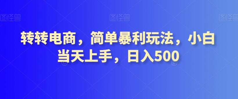 转转电商，简单暴利玩法，小白当天上手，日入500-网赚项目平台