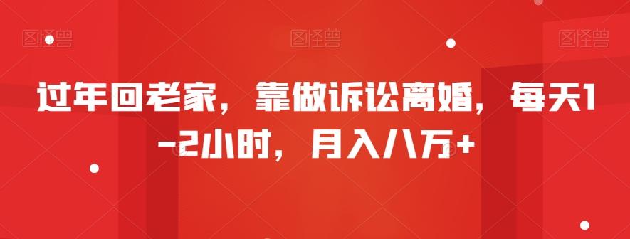 过年回老家，靠做诉讼离婚，每天1-2小时，月入八万+-网赚项目平台