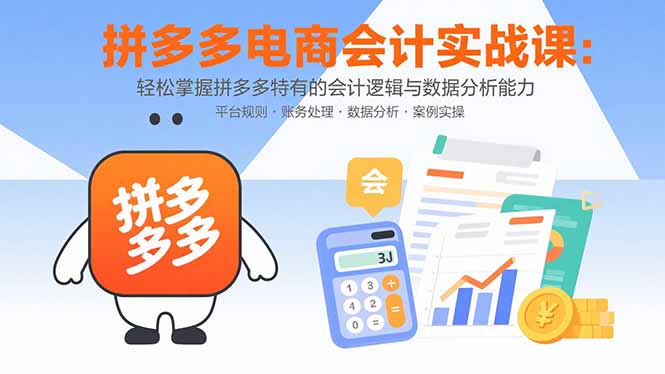 拼多多电商会计实战课：轻松掌握拼多多特有的会计逻辑与数据分析能力-网赚项目平台