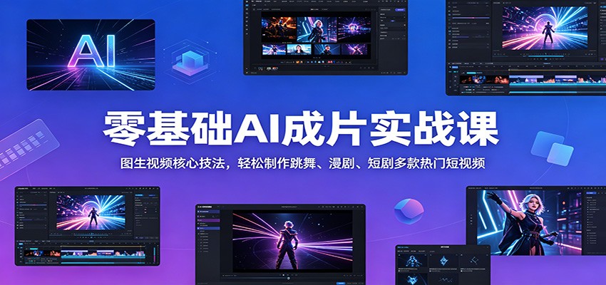 零基础AI成片实战课:图生视频核心技法,轻松制作跳舞、漫剧、短剧多款热门短视频-网赚项目平台