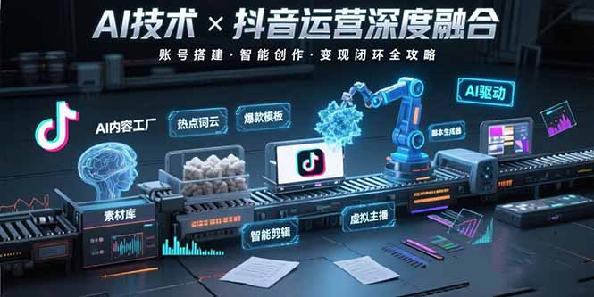 AI技术与抖音运营的深度融合应用：涵盖账号搭建、内容创作、收益变现等-网赚项目平台