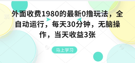 外面收费1980的最新0撸玩法,全自动挂G,每天30分钟,无脑操作,当天收益3张【揭秘】-网赚项目平台