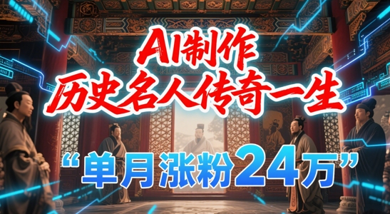 暴力起号！用AI制作历史名人传奇一生，单月涨粉24W，涨粉+变现赛道黑马来了-网赚项目平台