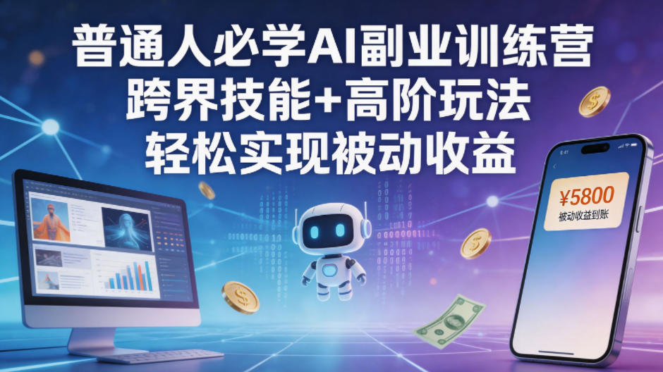 普通人必学AI副业训练营跨界技能+高阶玩法轻松实现被动收益-网赚项目平台