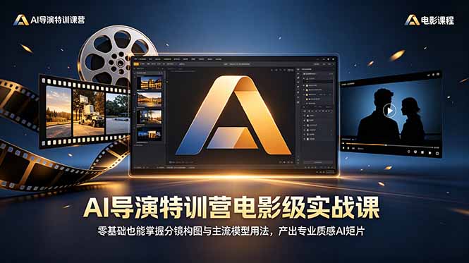 AI导演特训营电影级实战课,零基础也能掌握分镜构图与主流模型用法,产出专业质感AI短片-网赚项目平台