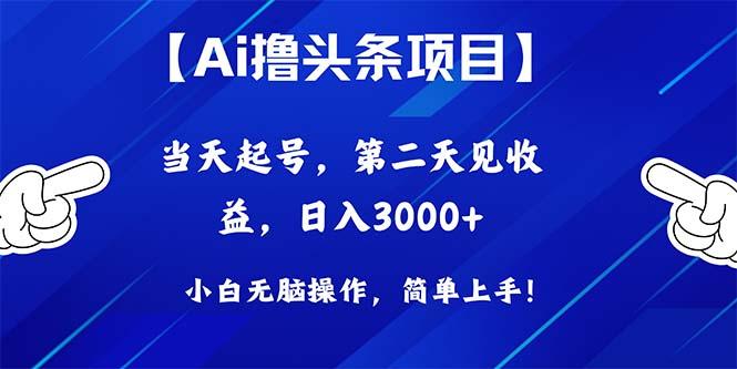 Ai撸头条，当天起号，第二天见收益，日入3000+-网赚项目平台