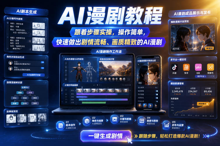 AI漫剧教程,跟着步骤实操,操作简单,快速做出剧情流畅、画质精致的AI漫剧-网赚项目平台