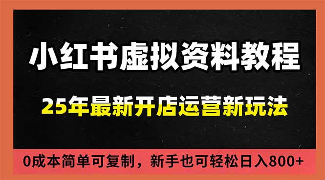 小红书虚拟资料项目：最新搜索流变现玩法，0成本简单可复制，一人多店打法，新手日入800+-网赚项目平台