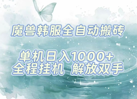 最新韩服游戏搬砖，单机日入1k+，全自动运行挂G项目，解放双手【揭秘】-网赚项目平台