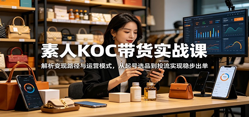 素人KOC带货实战课:解析变现路径与运营模式,从起号选品到投流实现稳步出单-网赚项目平台