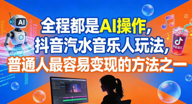 全程都是AI操作,抖音汽水音乐人玩法,普通人最容易变现的方法之一-网赚项目平台