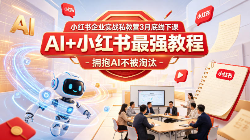 小红书企业实战私教营3月底线下课，AI+小红书最强教程，拥抱AI不被淘汰-网赚项目平台