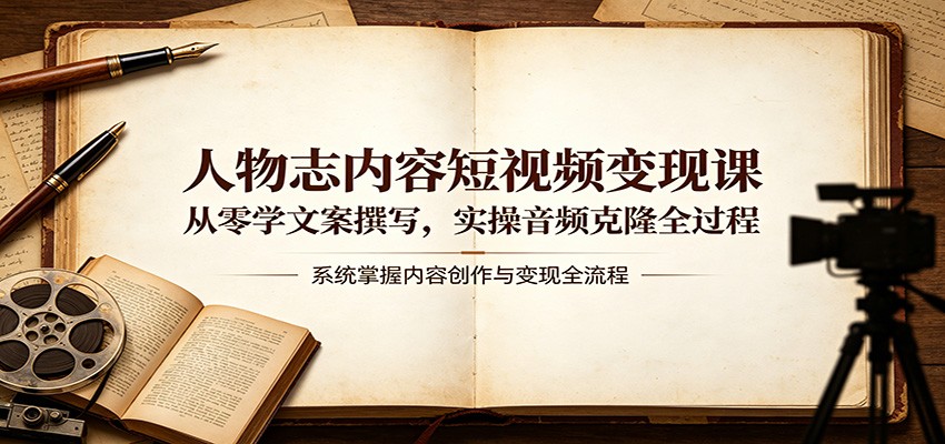 人物志内容短视频变现课：从零学文案撰写，实操音频克隆全过程-网赚项目平台