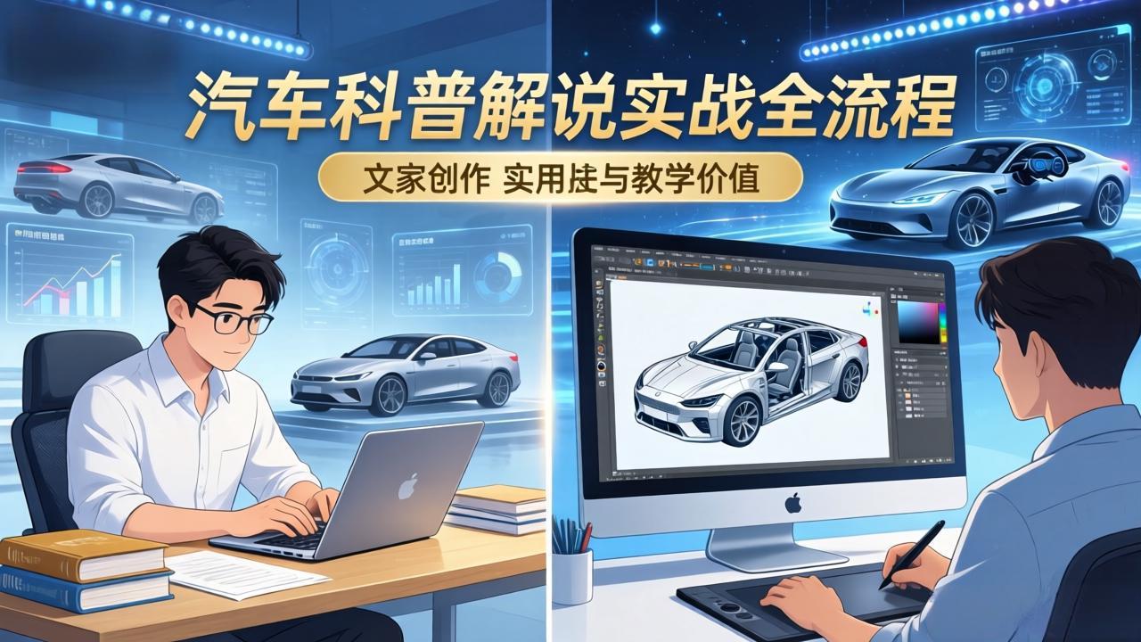 抖音汽车科普解说实战：文案+动画+画面处理+去水印全流程，打造专业汽车科普视频-网赚项目平台