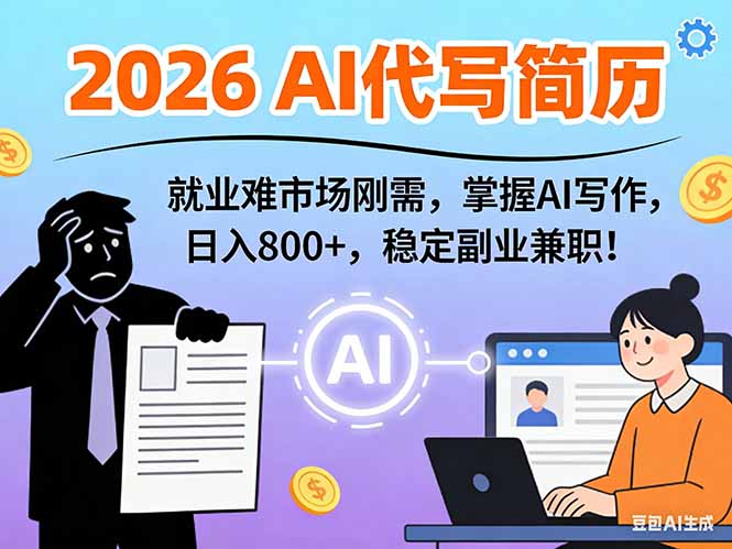 AI代写简历，超暴利，用万能模板月入1-3万实战教程，2026年市场刚需！-网赚项目平台