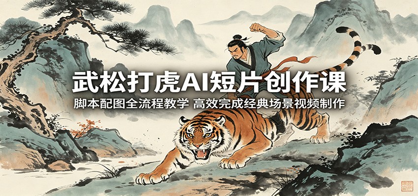 武松打虎AI短片创作课：脚本配图全流程教学，高效完成经典场景视频制作-网赚项目平台