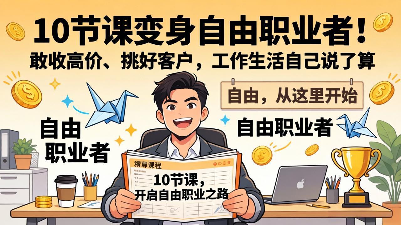 10 节课变身自由职业者！敢收高价、挑好客户，工作生活自己说了算-网赚项目平台