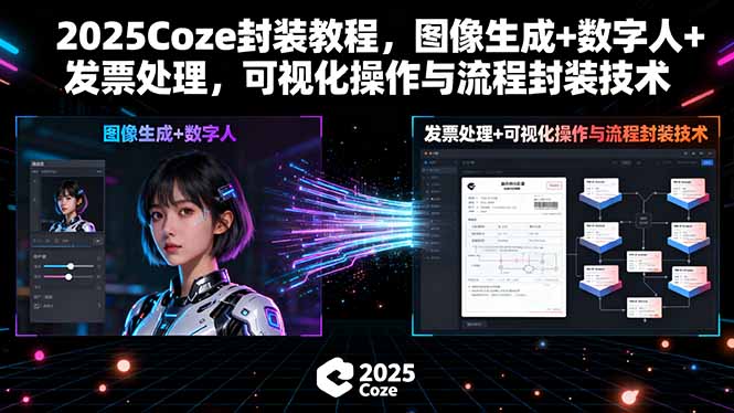 2025Coze封装教程，图像生成+数字人+发票处理，可视化操作与流程封装技术-网赚项目平台