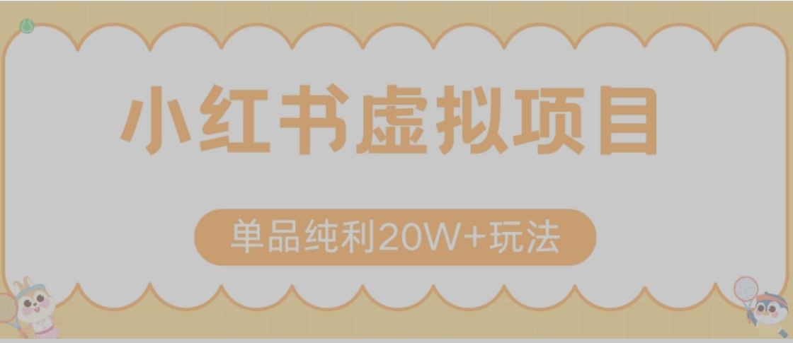 小红书卖虚拟产品，单品纯利20W+玩法分享（节系列课程）-网赚项目平台