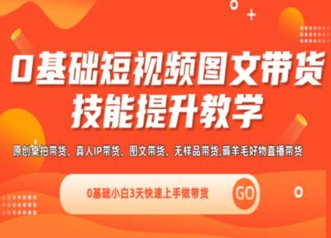 0基础短视频图文带货实操技能提升教学(直播课+视频课),0基础小白3天快速上手做带货-网赚项目平台
