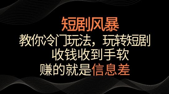 短剧风暴，教你冷门玩法，玩转短剧，收钱收到手软【揭秘】-网赚项目平台