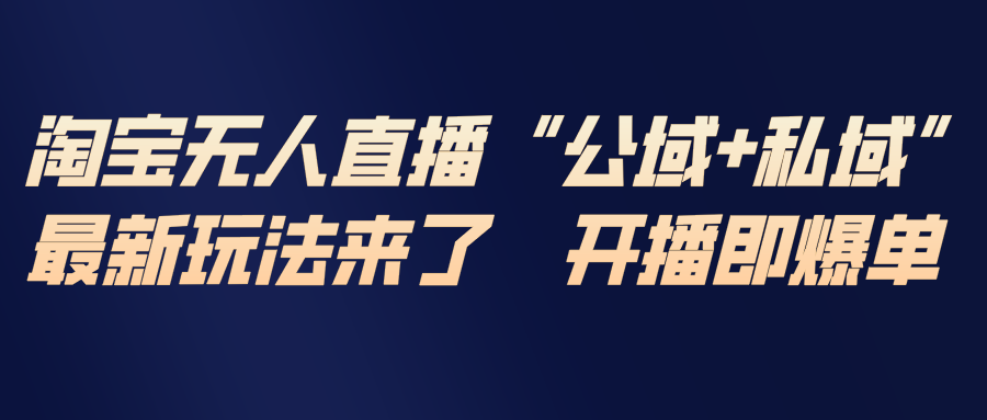淘宝无人直播最新玩法，包含私域和公域两种玩法-网赚项目平台