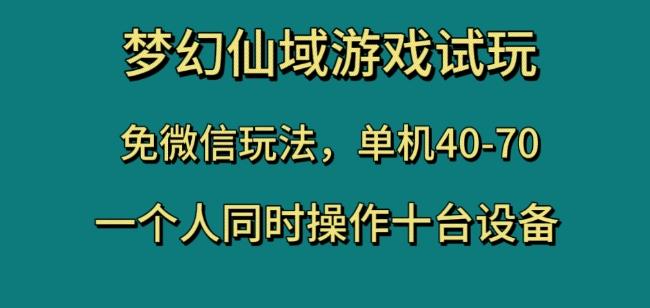 梦幻仙域游戏试玩，免微信玩法，单机40-70，一个人同时操作十台设备【揭秘】-网赚项目平台